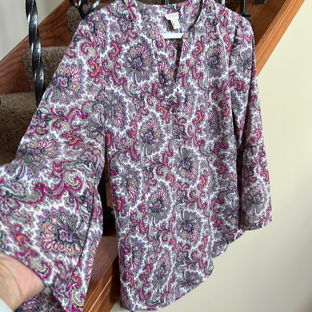 J crew sheet bell sleeve small petite top